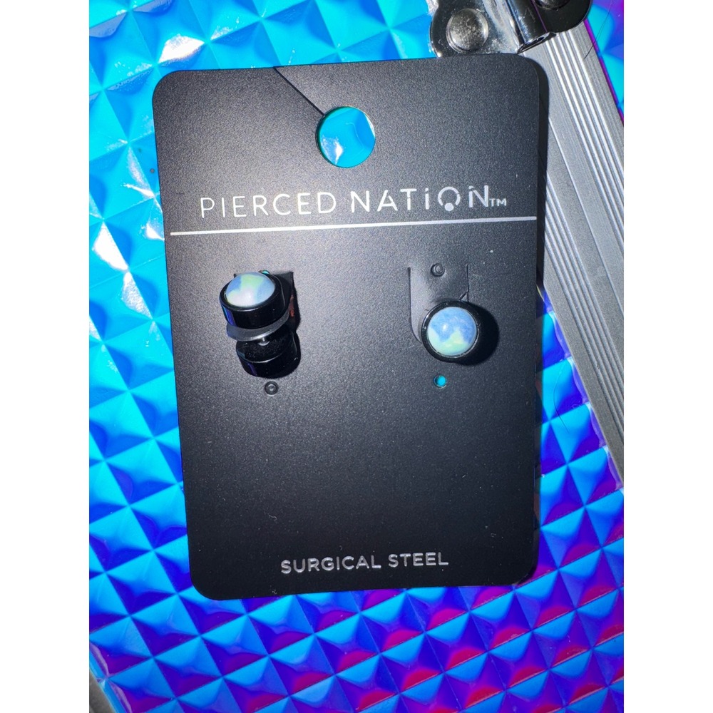 Pierced Nation Surgical Steel Black‎ Fake Plug Illusion Earrings